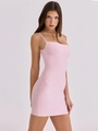 Mini robe bandage rose élastique avec fines bretelles et coupe moulante sexy - XS / Rose