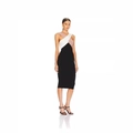 Ärmelloses Midikleid im Color-Block-Design aus Weiß, Rosa und Schwarz, figurbetont - XS / Schwarz