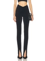 Schwarze Stretch-Hose für Damen mit V-Bund und stilvollem Schlitz am Beinsaum-Design - XS / Schwarz