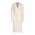 Detail of soft cream plush bathrobe showing thick coral fleece texture and belt design - One Size / Off White