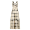 Plaid backless A-line maxi dress with crisscross straps and tiered cake skirt detail - S / Plaid Print