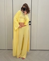 Dettaglio completo completo da casa giallo chiaro 3 pezzi con cardigan e pantaloni - S / Giallo