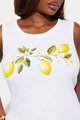 White ribbed tank top featuring vibrant lemon and flower print for a fresh summer look - S / White Ribbed Tank Top