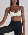 Détails de bordure contrastée sur soutien-gorge de sport et legging de yoga - S / Hauts / Blanc