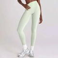 Legging de yoga taille haute vert menthe en tissu élastique et compressif pour femme - S / Bas / Vert clair