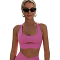 Pink high-impact sports bra and v-waist yoga leggings set for fitness and running - S / Tops / Barbie Pink