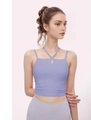 Débardeur de yoga lavande avec bretelles croisées et tissu extensible respirant - S / Mauve Clair