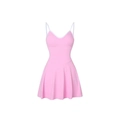 Detail of pink tennis dress with white straps and pleated skirt for active sports - S / Honey Pink