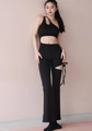 Combinaison de yoga noire à une épaule avec découpe à la taille et bas évasé - S / Noir