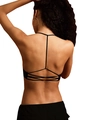 Sujetador de yoga negro con tirantes finos cruzados y elegante detalle geométrico en espalda - S / Negro