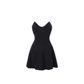 Detail of black sports dress featuring white shoulder straps and V-neck contrast trim - S / Black
