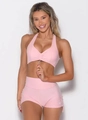 Completo yoga rosa due pezzi con reggiseno sportivo a coulisse e pantaloncini - S / Reggiseno sportivo / Rosa