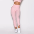 Women's pink yoga set featuring drawstring crop top and high waist leggings for fitness - S / Pink Top And Pants