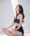Ensemble de yoga deux pièces noir élégant avec haut licou et legging sport taille haute - S / Bleu Royal