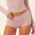Women's pink yoga set featuring a long sleeve compression top and matching gym shorts - S / Pink Shorts