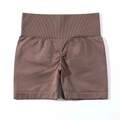 Mocha high-waisted seamless scrunch butt yoga shorts for gym and fitness - S / Shorts / Tan