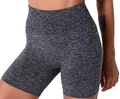 Nahtlose Damen Fitness-Shorts in Hellgrau Meliert mit hohem Taillenbund - S / Melange Grau