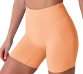 High waist seamless yoga shorts in bright orange with tummy control for fitness - S / Bottoms / Light Orange