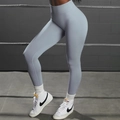 Light blue high waisted seamless yoga pants for women shown in a gym gym workout setting - S / Pants / Light Blue Zircon
