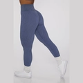 Nahtlose Damen Yoga-Leggings mit hoher Taille, dunkelblauem Wellenmuster und Lifting-Effekt - S / Pants / Blau