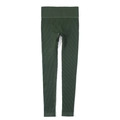 Dettaglio dei leggings da yoga senza cuciture a vita alta verde bosco con trama a coste - Taglia S / Pantaloni e gonne / Verde militare