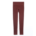 Dettaglio della trama a costine senza cuciture sui leggings da yoga bordeaux a vita alta - Taglia S / Pantaloni e gonne / Marrone