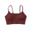 Reggiseno sportivo bordeaux a costine senza cuciture con spalline regolabili sottili - Taglia S / Top / Marrone