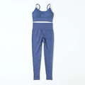 Set yoga senza cuciture blu scuro da donna con top corto a costine e leggings a vita alta - S / Blu scuro