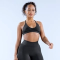 Ensemble de yoga sans couture gris foncé avec brassière de sport et legging taille haute - Noir