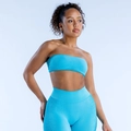 Ensemble de yoga bleu ciel deux pièces avec brassière bandeau et legging taille haute - Bleu