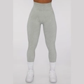 Nahtlose High-Waist Yoga-Leggings mit hellgrüner Zebrastruktur für Damen - S / Pants / Grün