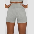 High-waisted seamless athletic shorts in light green with dark zebra texture pattern - S / Bottoms / Green