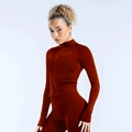 Slim fit dark red nylon zip-up long sleeve sports jacket and leggings fitness set - S / Jacket + Pants / Burgundy