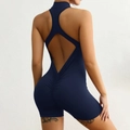 Combinaison de sport Y2K bleu marine avec dos nu et effet fessier froncé galbant - S / Haut Et Bas / Bleu Marine