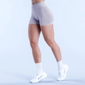 Pantaloncini da yoga senza cuciture lavanda a vita alta con texture a nido d'ape da donna - Grigio chiaro