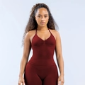 Soutien-gorge de yoga dos nu rouge vin avec détail froncé pour le sport de pro - Bordeaux