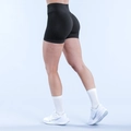 Pantaloncini sportivi neri senza cuciture a vita alta con effetto scrunch e texture a nido d'ape - Nero