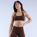 Détails de l'ensemble de yoga sans couture marron foncé avec brassière et legging taille haute - XS / Hauts / Bordeaux