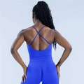 Detail der überkreuzten Rückengurte dieser kleinblauen, hochelastischen Fitnessweste - XS / Obsidianblau