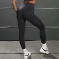 Seamless high-waisted black yoga leggings for women with moisture-wicking compression fabric - S / Pants / Black