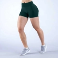 Deep green high waisted seamless yoga shorts with ruched butt lift for fitness training - M / Bottoms / Pine Green