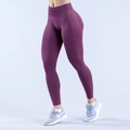 Leggings de yoga taille haute sans couture froncés aux fesses en violet prune foncé - XS / Violet Prune