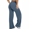 Pantaloni da yoga a vita alta svasati da donna in blu polvere per fitness e sport - XS / Blu grigio