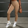 Seamless high waisted yoga leggings in earth tone camel color for women fitness - S / Pants / Khaki