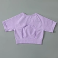 Haut de yoga lilas sans couture avec découpe circulaire au dos et bord-côte élastique - S / Manches courtes violettes