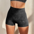 Pantaloncini yoga senza cuciture grigio scuro effetto lavato con vita alta a coste - Taglia S / Pantaloni e gonne / Pantaloncini Neri