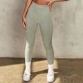 Leggings yoga a vita alta verde salvia con lavaggio acido e fascia a costine per donna - Taglia S / Pantaloni e gonne / Leggings da Yoga Verde Chiaro