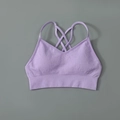 Brassière de sport lilas sans couture avec fines bretelles croisées dans le dos - S / Top Croisé Violet
