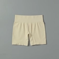 Pantaloncini yoga beige senza cuciture a vita alta con fascia a coste modellante - Taglia S / Pantaloni e gonne / Pantaloncini Bianco Crema