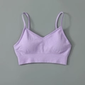 Soutien-gorge de sport sans couture lilas clair avec texture côtelée et col en V - S / Soutien-gorge Violet à Bretelles